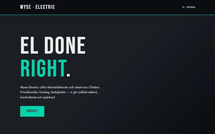 Skärmdump av Wyse Electrics hemsida