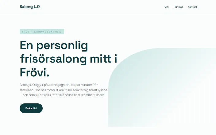 Skärmdump av Salong L.Os hemsida