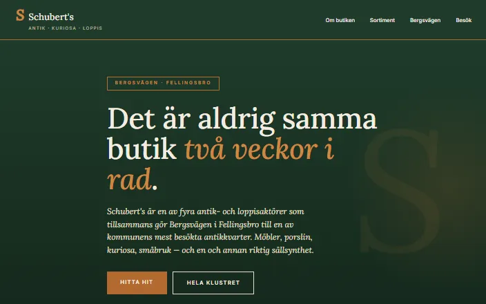 Skärmdump av Schubert'ss hemsida