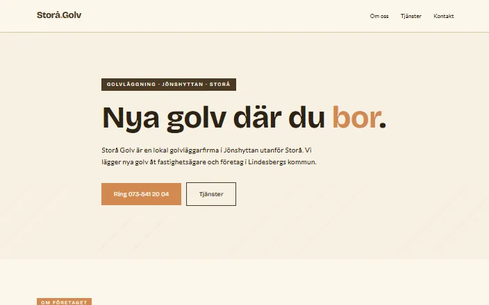 Skärmdump av Storå Golvs hemsida