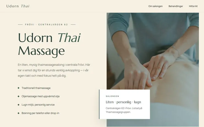 Skärmdump av Udorn Thai Massages hemsida